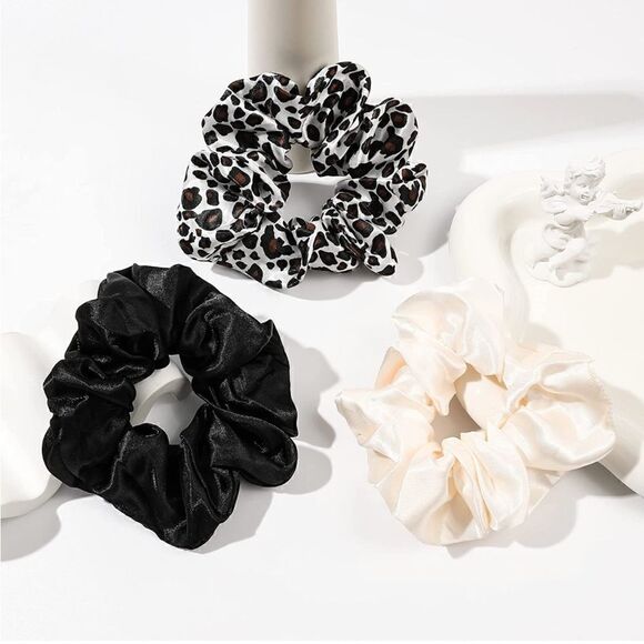 Black and white Silky Hair Scrunchies main image 4